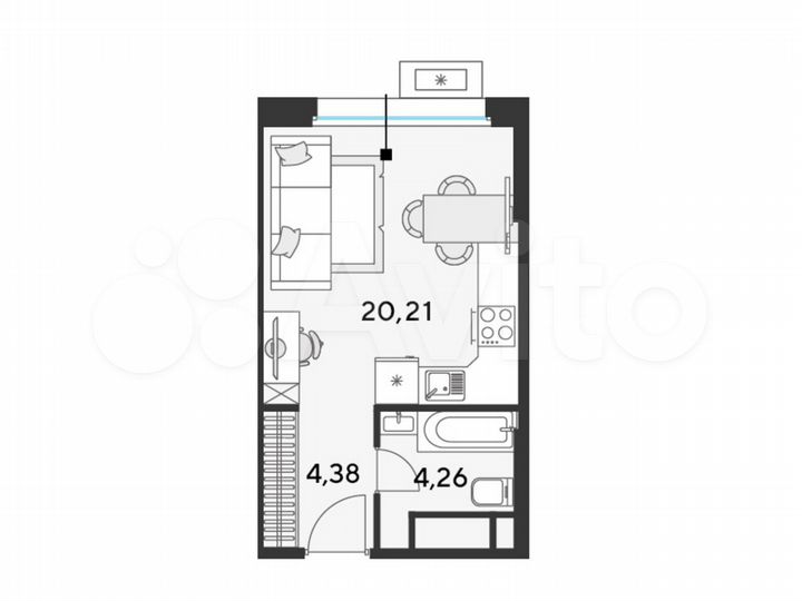 Квартира-студия, 28,9 м², 4/25 эт.