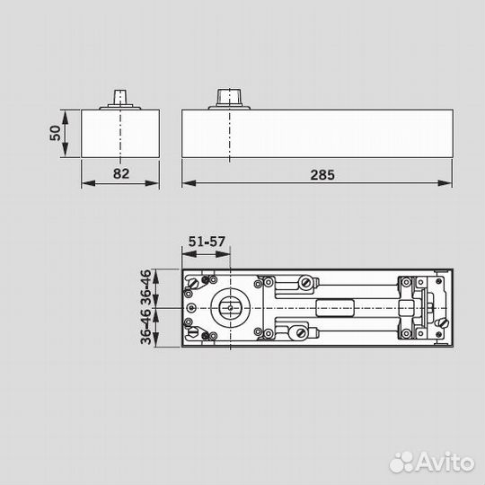 Доводчик dormakaba BTS 75V с фиксацией в открытом положении на 90 град