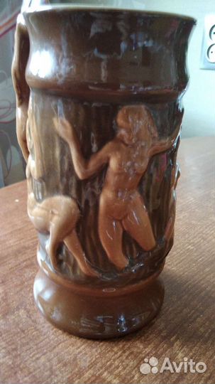 Кружка пивная Баня 0.9 литров. Ручка Русалка