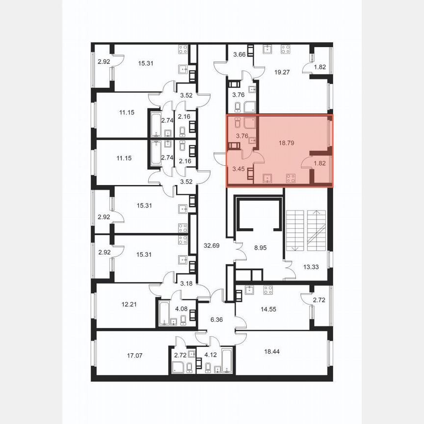 Квартира-студия, 26,9 м², 8/9 эт.