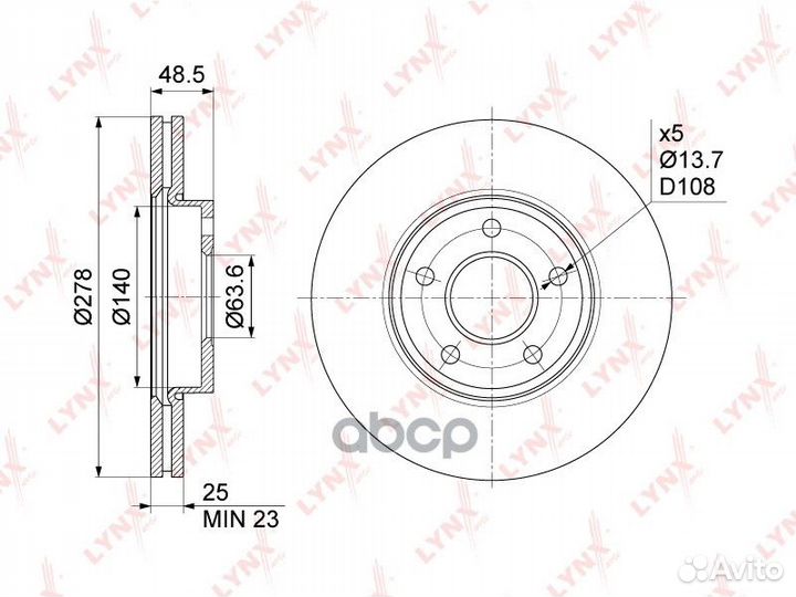 Диск тормозной перед BN1024 lynxauto