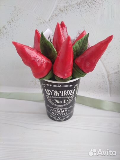 Зефирный букет из перцев, подарок 23 февраля