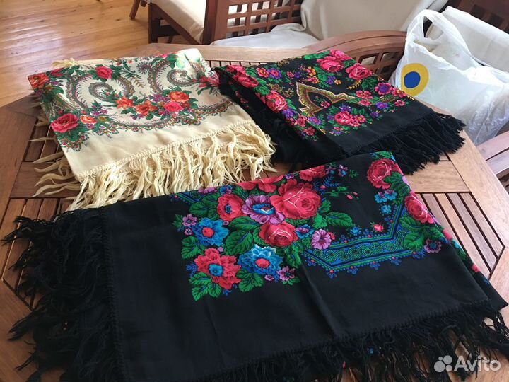 Павловопосадский платок шаль шерсть 1990 г