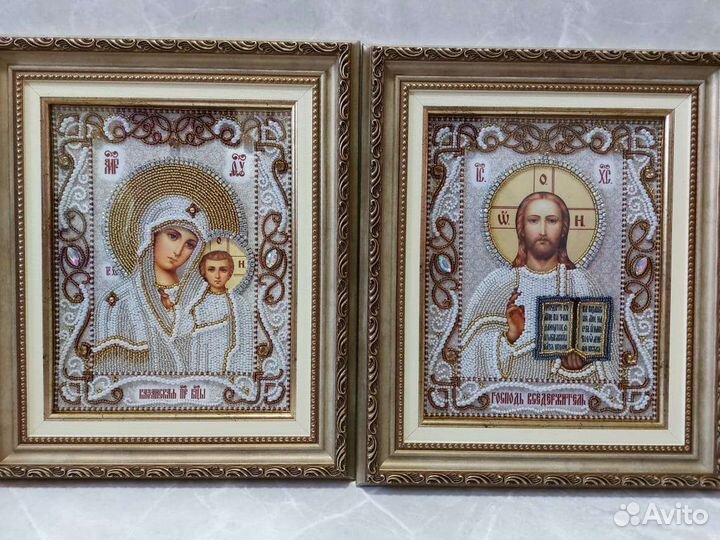 Иконы вышитые бисером камнями и стразами