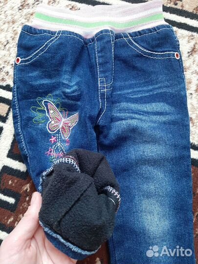 Джинсы утепленные для девочки 86см