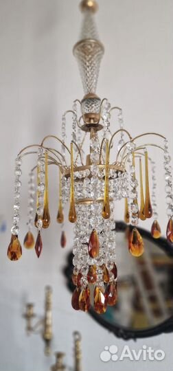 Хрустальная винтажная люстра. Чехия