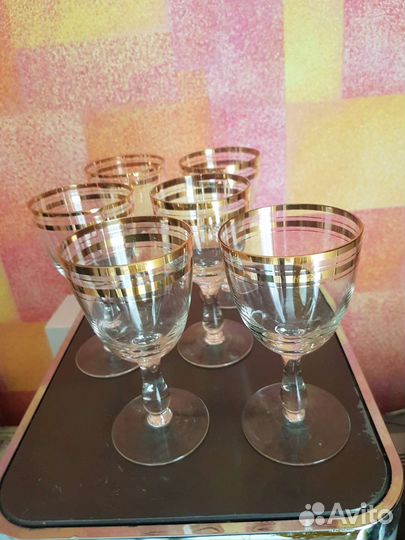 Фужеры и рюмки из чешского стекла, времён СССР