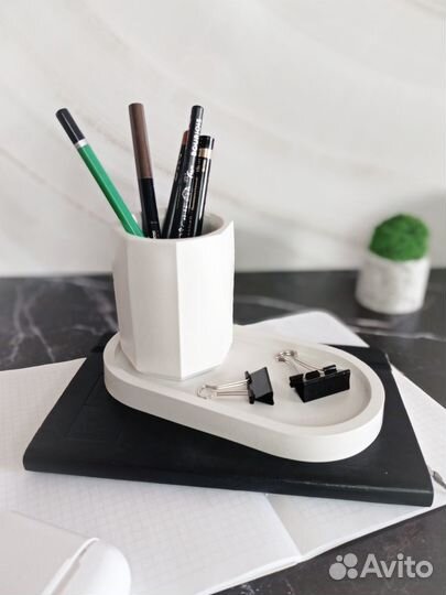 Настольный набор для канцелярии стакан на подносе