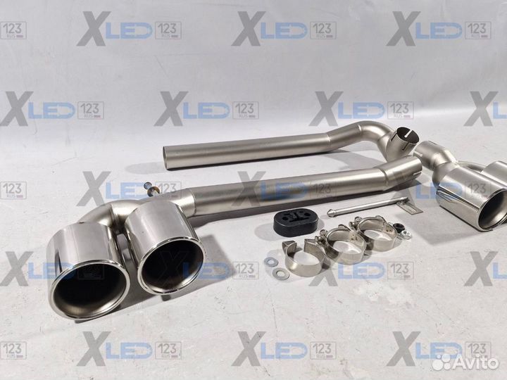 Раздвоенный выхлоп для BMW F10 с насадками хром