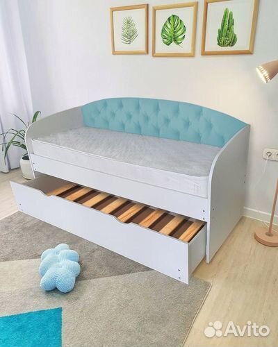 Кровать лдсп детская доп место мягк спинка