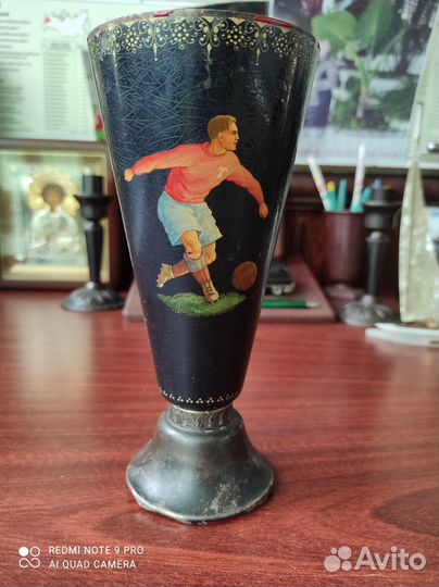 Кубок спортивный серебро ручная роспись 1950 г