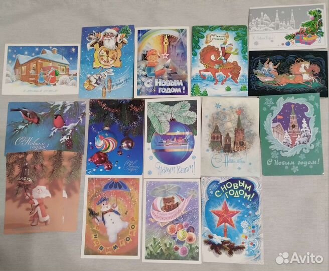Новогодние открытки 70е гг СССР