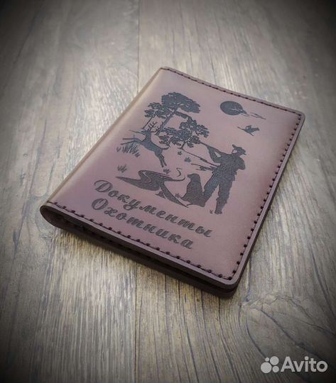 Обложка для документов охотника из кожи