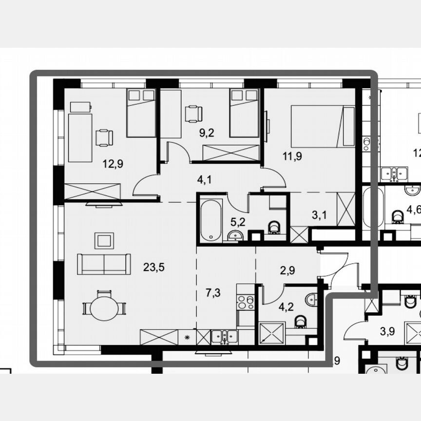 3-к. квартира, 84,3 м², 21/31 эт.