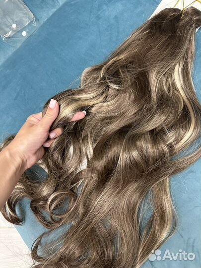 Волосы на заколках русые 60 см