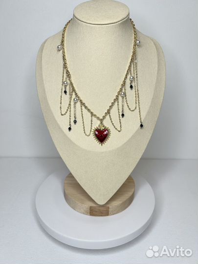 Колье с цепочками и жемчугом Сваровски