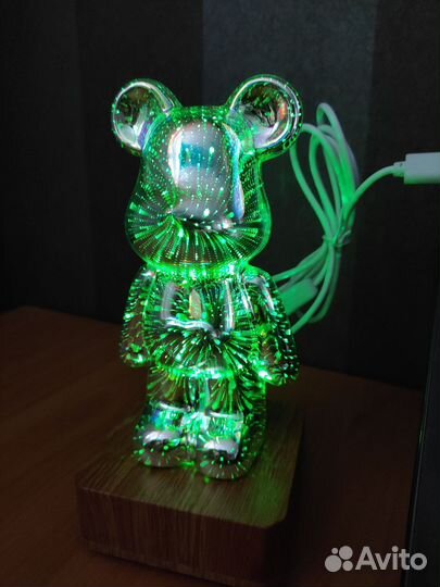 Сияющий мишка светильник ночник bearbrick 3D