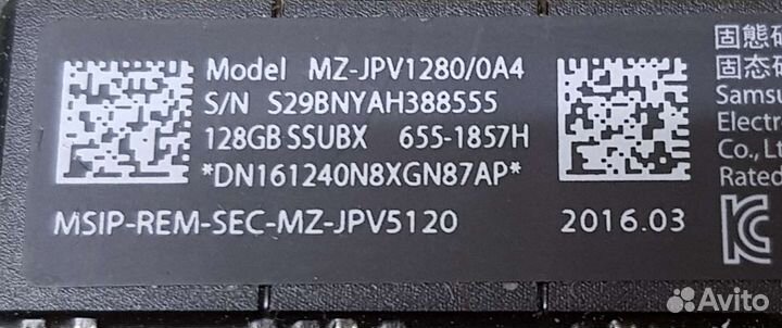 Apple SSD 128gb MZ-JPV1280/0A4 б/у