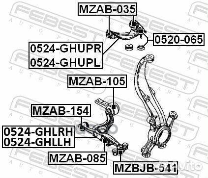 Опора шаровая LR (верхний рычаг) mazda 6 febest