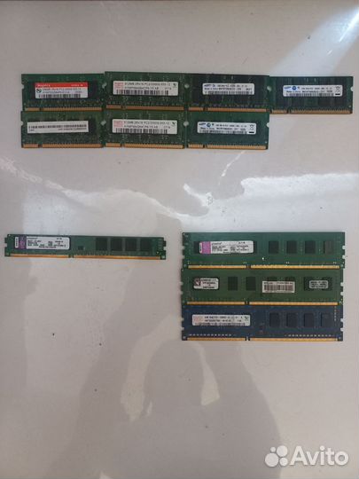 Озу для пк и ноутбука DDR1 DDR2 и DDR3