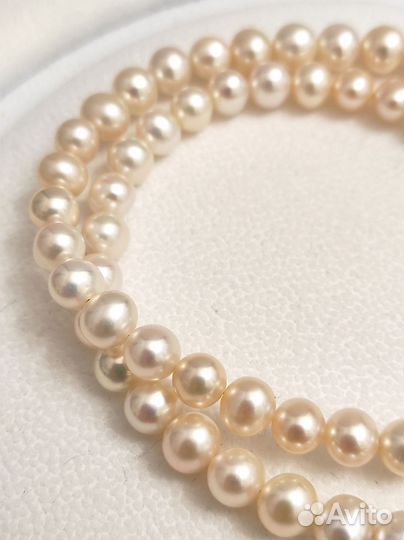 Ожерелье натуральный жемчуг Япония серебро