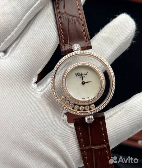 Часы коричневые Chopard happy diamonds icons