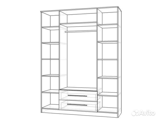 Шкаф распашной четырёх створчатый с ящиками