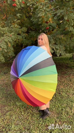 Яркий радужный зонт 24 спицы металл