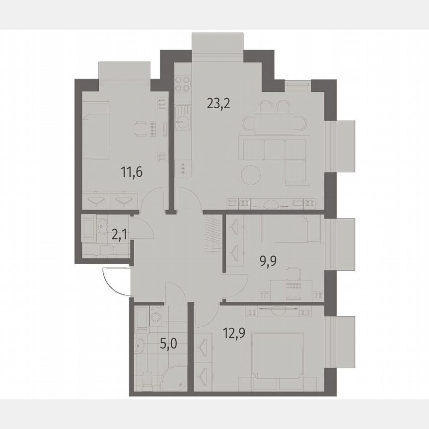 3-к. квартира, 74 м², 10/12 эт.