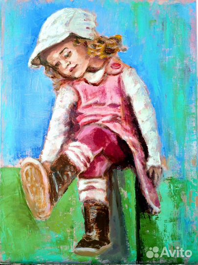 Картина маслом,холст, портрет маленькой девочки