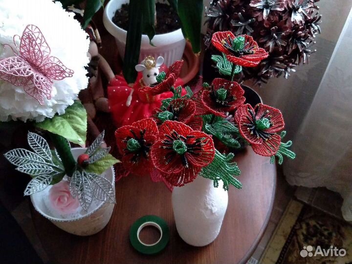 Березки,фиалки,маки,орхидеи из бисера