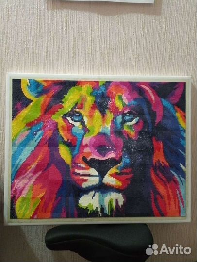 Радужный лев- 3D картина алмазной обработки