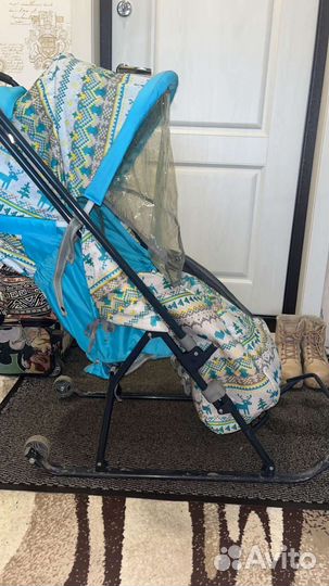 Детские санки коляска с колесами