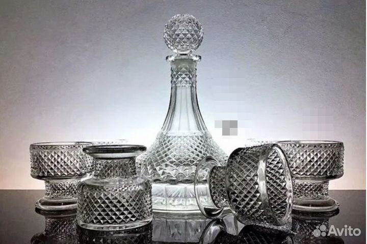 Набор графин Яхтенный и 6 бокалов СССР винтаж