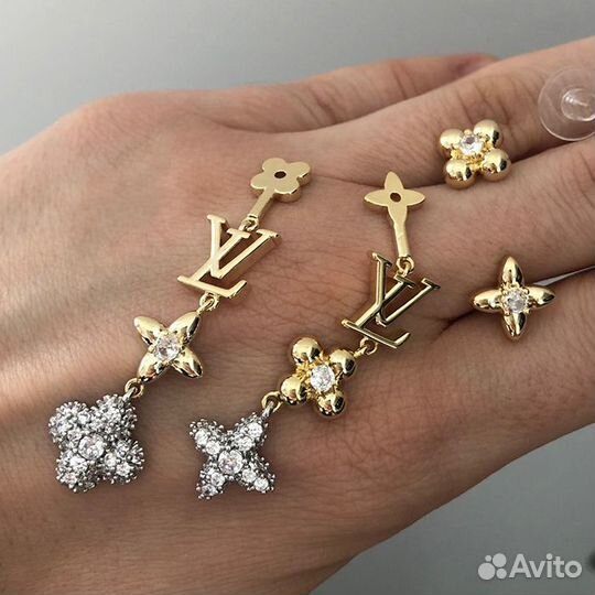 Серьги трансформеры 2в1 стиль LV Louis Vuitton