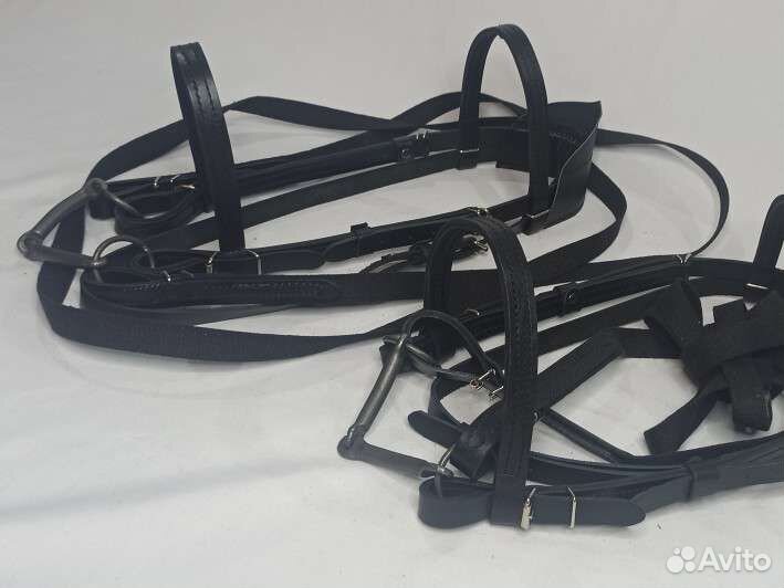 Уздечка. новая кожаная Оголовье + удила + повод