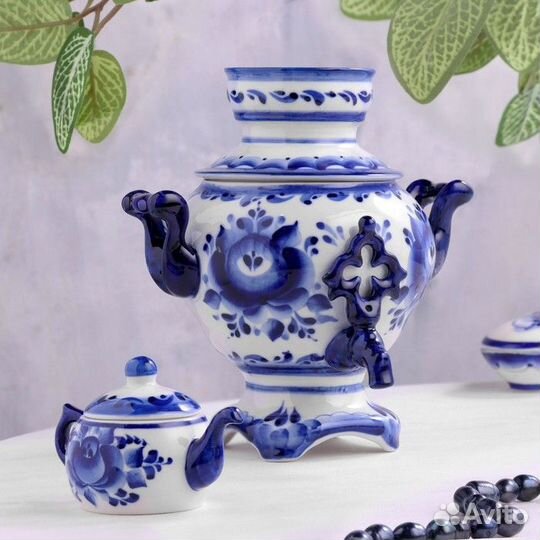 Сувенир 'Самовар', 23 см, гжель