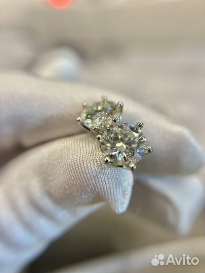 Серьги муассанит 1 ct