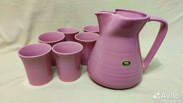 Керамический набор кувшин и 6 стаканов Югославия