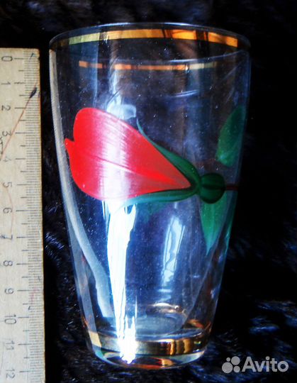 Кувшин и 6 стаканов. Богемия. ЧССР. Ручная роспись