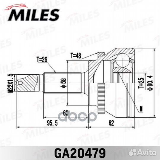 ШРУС наружный toyota corolla 1.8-2.0D 02- (с ABS)