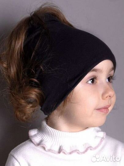Шапка для девочки под хвостик