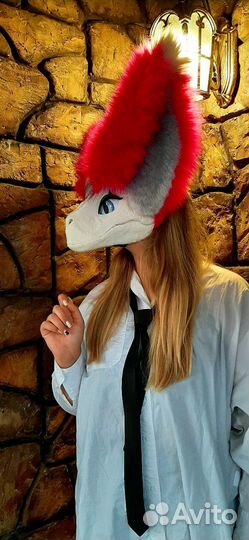 Маска раптора с ушками pink