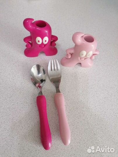 Набор ложка +вилка для малышей