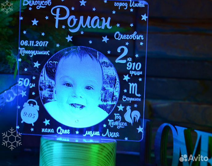 Детский светильник-ночник на подарок