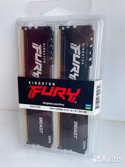 Оперативная память Kingston Fury Beast Black 2x16г