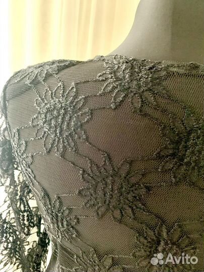 Платье женское новогоднее 46 черное кружево