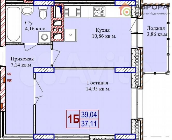 1-к. квартира, 39 м², 5/18 эт.