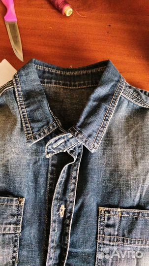 Рубашка мужская джинсовая размер М