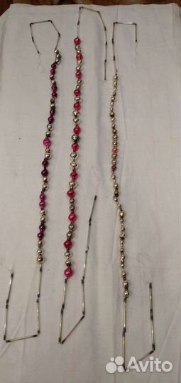 Три ёлочные гирлянды бусы из стекляруса СССР